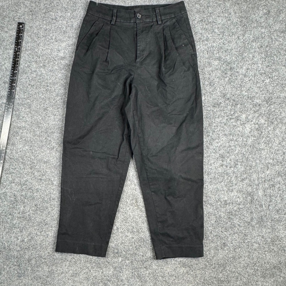 Banana Republic Chino Womens Size 6 Black Pleated Crop Authentic Tapered Stretch